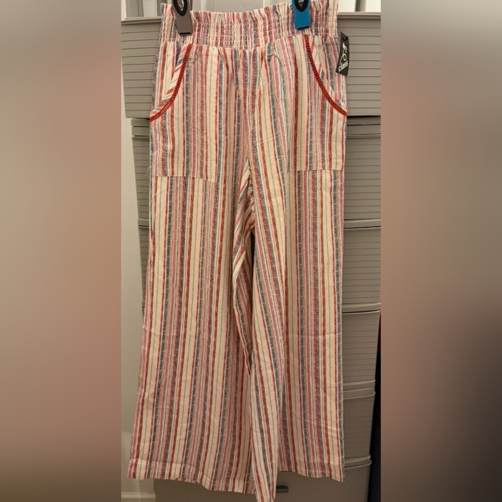 art class Red & Cream Striped Wide-Leg Pants